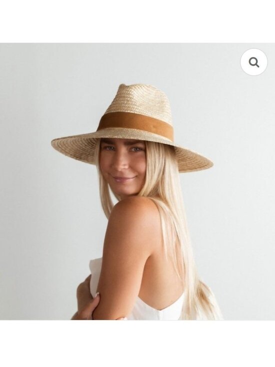 GIGI PIP Accessories - NWT Gigi Pip Isla Straw Fedora Hat S/M 57cm Adjustable Wide Brim Band MSRP$102
